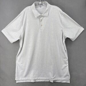 Peter Millar Summer Comfort Golf Polo Shirt Mens‎ XL White Blue Words